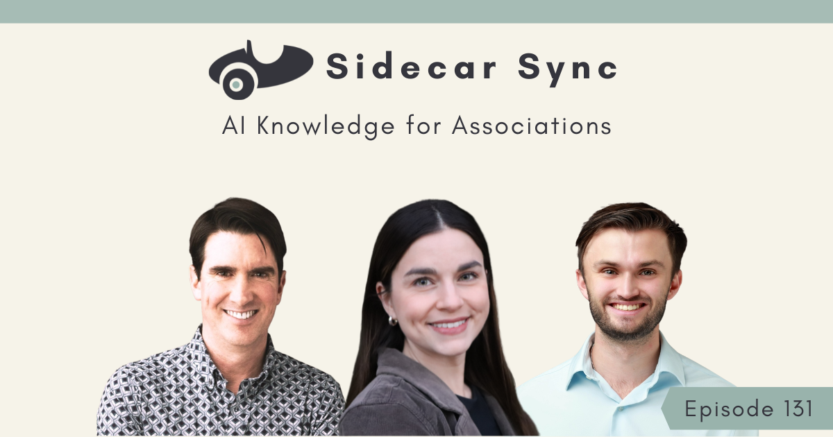 Sidecar Sync Episode episode 131 cover featuring Adam Cheyer, Noah Cheyer, and Mallory Mejias