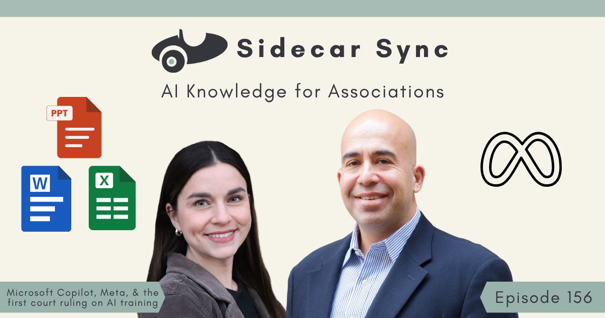 Episode 156 of the Sidecar Sync Podcast cover art featuring Amith Nagarajan and Mallory Mejias