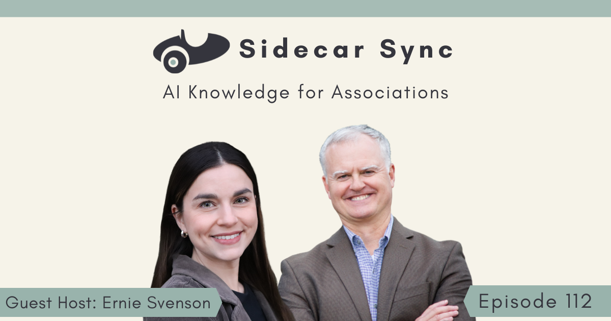 Sidecar Sync Episode 112 cover featuring Mallory Mejias and Ernie Svenson